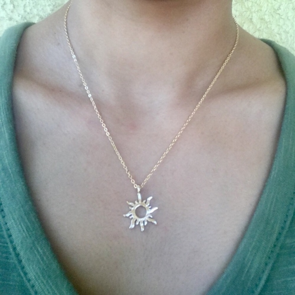 Good Vibes Only Sun Gold Toned Necklace - Picture 7 of 8